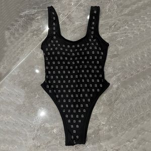 Paris Designer pour femmes de maillot de bain une pièce en une seule pièce en milieu en forme de strass de luxe monokini haut de gamme Bikini de luxe de la mode porte Blackwear Black Sexy Bodys Suit's S-xl