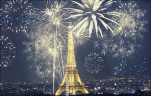 Fondo de fotografía de París Hermosa ciudad Vista nocturna Sparkle Fireworks Gold Bling Torre Eiffel Romántico Fondo de boda 10x8ft