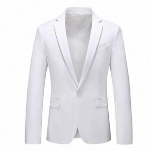 Parklees Mens Classic White Jacket Blazer Busin Casual Solid One Butt Traje Blazer Slim Fit Fiesta Boda Novios Traje 6XL D6vS #