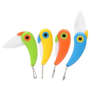 Parrot Bird Cuchillo de cerámica de bolsillo plegable para pájaros, cuchillo para pelar frutas, cuchillos de cerámica con mango de ABS colorido, herramientas de cocina ZC794