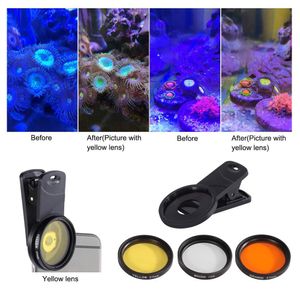 Pièces Objectif d'aquarium Réservoir de poissons Eau salée marine Eau de mer Objectif de récif de corail Filtres d'appareil photo de téléphone Objectif Objectif macro Poisson Terrarium aquatique