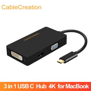 Parts Cablecreation 3 en 1 USB C Hub mâle à DVI + 4K + VGA Femelle USB C Adaptateur Typec à DVI / VGA pour le livre (Pro) iPad Pro
