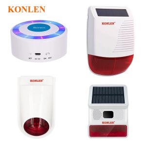 Pièces Konlen sans fil intérieur stroboscope extérieur sirène sirène sirène flash 433 MHz pour 2G 4G WiFi GSM Smart Home Alarm System Panneau de sécurité