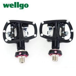Pièces wellgo qrdiir120b double fonction en aluminium alliage de vélo de route pédales CRMO compatibles avec des crampons