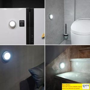 Pièces sans fil rond détecteur de mouvement LED veilleuse alimenté par batterie lampe d'armoire lampes de chevet pour chambre maison placard lumière