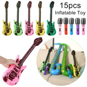 Ballons de fête 15pcs Instruments gonflables Coup Bundle Set Instrument de simulation Guitares Saxophones Microphones Musique Ballons Set Party Toy 230620