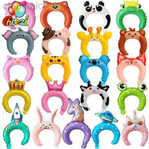 Ballons de fête 20pcs mignon animal diadème bandeau ballon grenouille panda renard tigre chat bébé douche enfants jouet joyeux anniversaire décoration de mariage