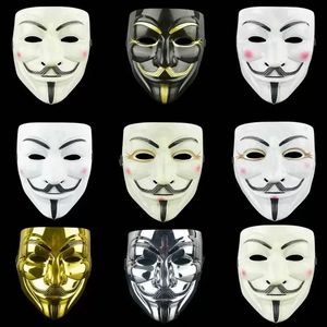 Parti Cosplay Halloween Masques Parti Masques pour Vendetta Masque Anonyme Guy Fawkes Fantaisie Adulte Costume Accessoire FY3222 C0410