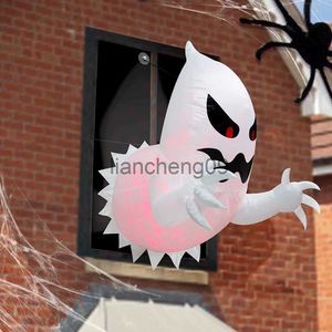Décoration de fête 1,4 m Halloween gonflable fantôme horreur fenêtre fantôme ballon pliable cour extérieure décoration de jardin outil de fête amusant x0905
