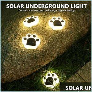 Décoration De Fête 1/4 Pcs Ours Griffe Empreinte Solaire Led Lumière Extérieure Jardin Patio Chemin Maison De Noël Décor Paysage Animal Imprimer Lam Dh9Tf