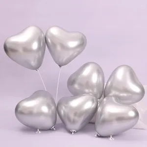 Décoration de fête 10-20pcs 12 pouces ballon de coeur métallique avancé ballons ronds en métal chromé saint-valentin proposition scène Globos