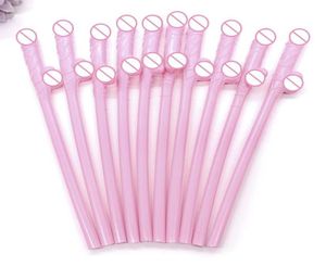 Décoration de fête 10 pcs boire des pailles de pénis mariée douche sexy poule nuit Willy nouveauté paille nue pour bar Bachelorette fournitures 226669697