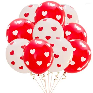 Décoration de fête 100pcs 12 pouces de bonne qualité imprimé rouge coeur imprimé ballons en latex pour le mariage de la Saint-Valentin 3.2g