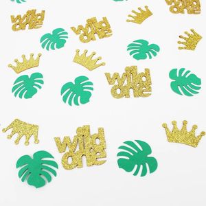 Décoration de fête 100pcs Wild One Confetti paillettes pour la baby shower rivières Table à thème safari