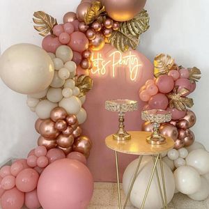 Decoración de fiesta, 102 Uds., Kit de arco de guirnalda de globos de oro rosa, globo de cumpleaños de boda, decoración para niños, globo de confeti de látex para Baby Shower