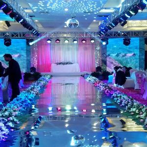 Decoración de fiesta 10 m por lote 1 m de ancho brillo plata espejo alfombra corredor de pasillo para favores de boda románticos RH3762