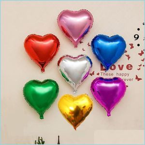 Décoration de fête 10pcs 10 pouces coeur rose feuille ballons d'hélium mariage joyeux anniversaire adt aluminium amour anniversaire ballons yydhhome Dhe8B