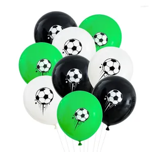 Décoration de fête 10pcs 12inch Football Latex ballon vert noir blanc globos thème anniversaire décor mers garçons Sport Supplies