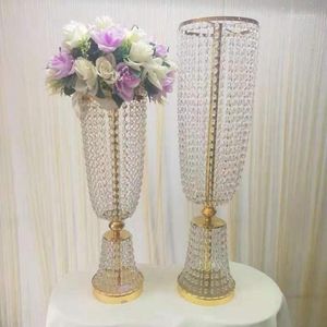 Décoration de fête 10 pcs) Usine En Gros Centre Pièces De Mariage Cristal Acrylique Or/Ruban Fleur Stand Yudao1853