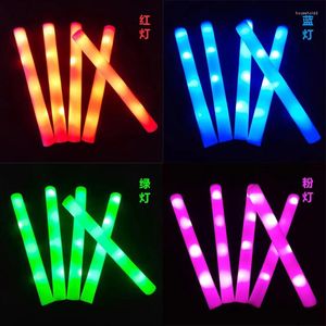 Decoración de fiesta 10 unids LED Glow Sticks Bulk Colorido RGB Foam Stick Cheer Tube Luz oscura para concierto Navidad Cumpleaños Suministros de boda