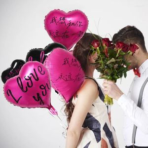 Décoration de fête 10 pcs/paquet mariage 18 pouces ballons en aluminium coeur noir saint valentin ballon à hélium anniversaire rose Golobs rouges