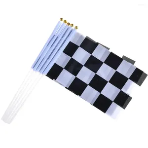 Decoración de fiesta 10 unids / set Clubes Bandera de coche de carreras duradera Barras agitadas a mano Fácil de montar Pequeño a cuadros Negro Blanco Cuadrado a cuadros con