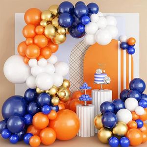 Décoration de fête 119pcs Orange Navy Blue Balon blanc Garland Arche Ballon Wedding Baby Shower First Birthday Boy Kit Globos
