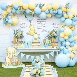 Décoration de fête 123 pcs / set Macaron Bleu Jaune Ballons Pastel Arch Set Baby Shower Anniversaire Ballon De Mariage Fond Décor Fournitures