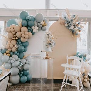 Decoración de fiesta 127 unids pizarra azul mate gris topo globos garland kit albaricoque globo de oro arco boho cumpleaños baby shower boda