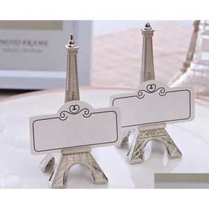 Décoration de fête 12pcs Tour Eiffel Nom Numéro Menu Table Place Titulaire de la carte Clip Mariage Baby Shower Party Réception Drop Livraison Ho Dhdqt