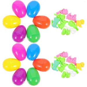 Décoration de fête 12 pièces remplis d'oeufs de Pâques jouets en plastique à oeuf remplissable couleur aléatoire