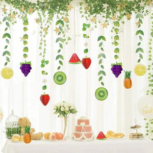 Decoración de fiestas 12 piezas de fruta guirnalda de temas tropicales banner de verano para colgar de verano para baby shower para niños suministros de decoración de cumpleaños