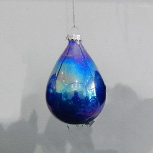 Decoración de fiesta 12 unids / paquete 7 12 cm Tamaño pequeño Perla Lustre Interior Polvo azul Gota en forma de cristal Colgante Árbol de Navidad Colgante Decorativo