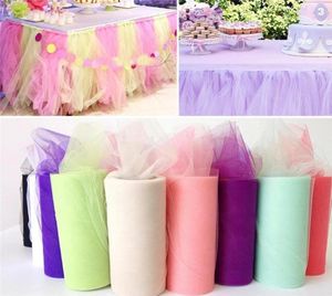 Décoration de fête 15cm 25yards Tulle Rouleau Organza Tissu Anniversaire Mariage Baby Shower Couture Maille DIY Tutu Fille Jupe Accessoires7069229