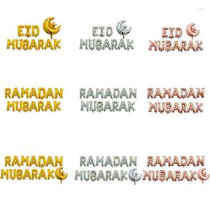 Decoración de fiesta 16 ''Happy Eid Mubarak Ramadan carta globos de papel de aluminio alfabeto pancartas Luna conjunto suministros para musulmanes