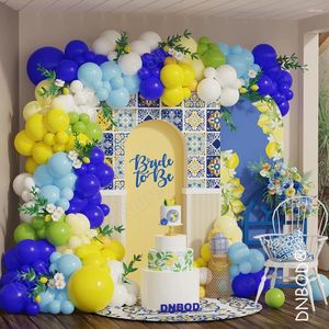 Decoración de fiestas 163pcs Royal Blue Amarillo Blobo Garland Garland Arch Kit para Baby Shower Cumpleaños Decoración de la novia para ser telón de boda