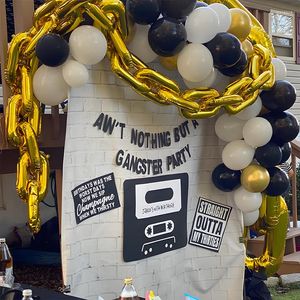Decoración de fiesta, lámina de globo de eslabones de cadena de oro y plata de 16 pulgadas para 80s 90s HipHop Retro, boda, cumpleaños, arco, suministros de decoración