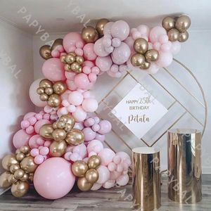 Decoración de fiesta 194 unids macaron rosa globo púrpura guirnalda arco kit oro cromo látex globos para boda cumpleaños bebé ducha decoración