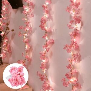 Décoration de fête 1pc Cherry Blossom String Light 20led Garland Artificial Flower Vines Fairy Lights for Bedroom Wedding