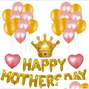 Décoration de fête 1 Set Happy Mothers Day Ballons Costume Thème Feuille D'aluminium Ballon Mère Y0622 Drop Delivery Home Garden Festive Sup Dhklr