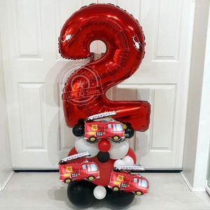 Décoration de fête 1 ensemble de ballons de véhicule mini voitures ballon en aluminium camion de pompier train thème décorations d'anniversaire enfants bébé douche air Globos