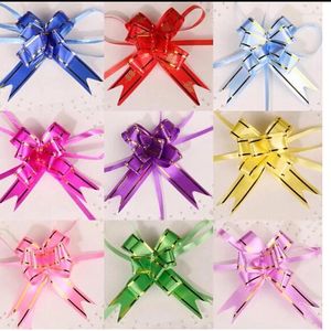 Décoration de fête 20 / 50pcs Tirez Flower Bowknot Anniversaire de mariage pour emballage cadeau Ribbons d'emballage Bows Supplies