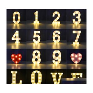 Décoration de fête 26 lettres anglaises Led Night Light Digital Marquee Sign 3D Wall Hang Indoor Decor Wedding Birthday Valentine Supply Dhsri