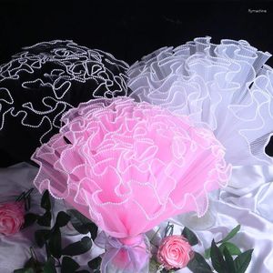 Décoration de fête 28 cm 4,5 m fil d'emballage de fleurs bord de perle vague maille bouquet floral emballage papier saint valentin cadeau de mariage décor