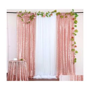 Décoration de fête 2pcs anniversaire d'enfants paillettes mur po stand toile de fond rideau tissu drapé de mariage fournitures de scène 2 pieds x 8 pieds goutte de dhevr