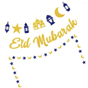 Party Decoration 3 PCS Garland Star Pull Flag Banner Eid Supplies Moon Ramadan Decor Festival Festival Buntings