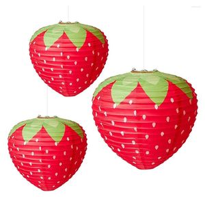 Décoration de fête lanternes en papier fraise 3D fournitures suspendues décorations en forme de baie pour jardin de mariage
