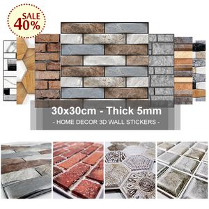 Décoration de fête 3D Stickers muraux 30x30cm Résistant à l'eau et à l'huile Ne se décolore pas Papiers peints Imitation Brique Carrelage Pierre grain pavé pour la décoration de la maison 230510