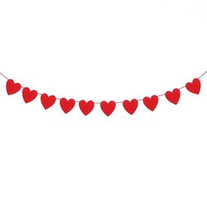 Décoration de fête 3M Décor Pending Decor Red Love Coeur Banniers Bannières Garland Mariage Saint Valentin Jour Anniversaire Douche Mariée Mariage Proposition