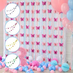 Decoración de fiestas 3m/lote Banner de guirnaldas de mariposa 3D para cumpleaños Baby Shower Decoración de la pared del hogar